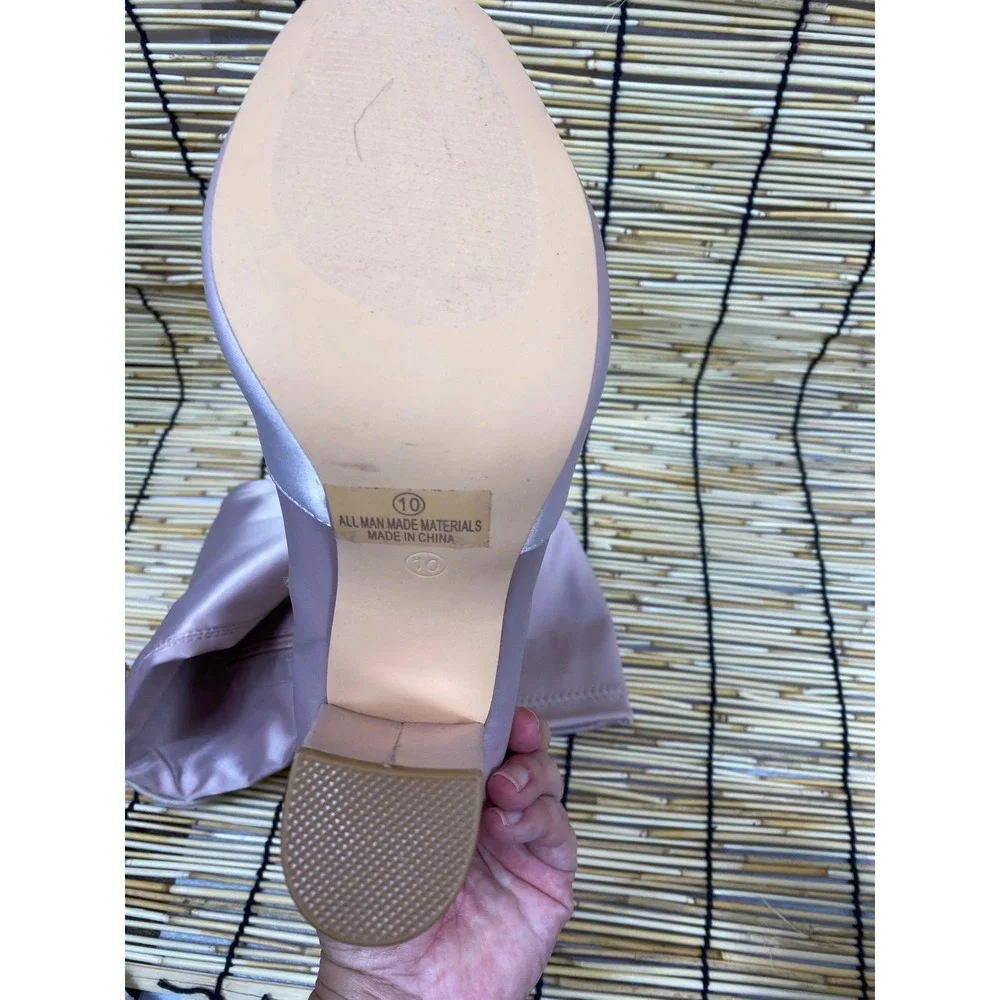 Lulus Thigh High Boots Women's‎ Size 10 Over The Knee Heel Champagne Pink Tie